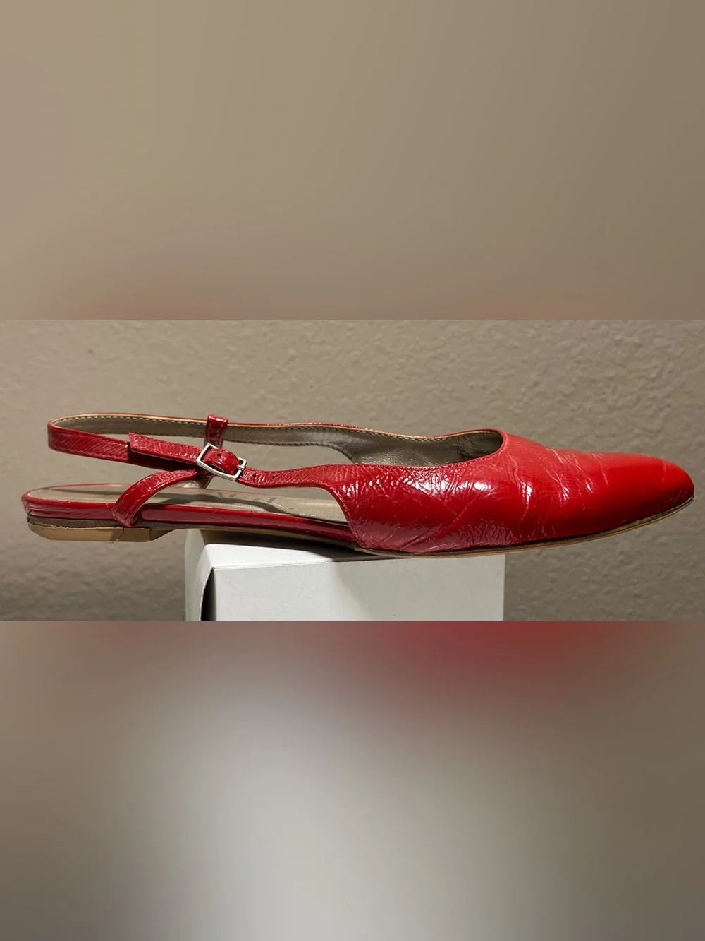 AGL Red Italian Leather Flats